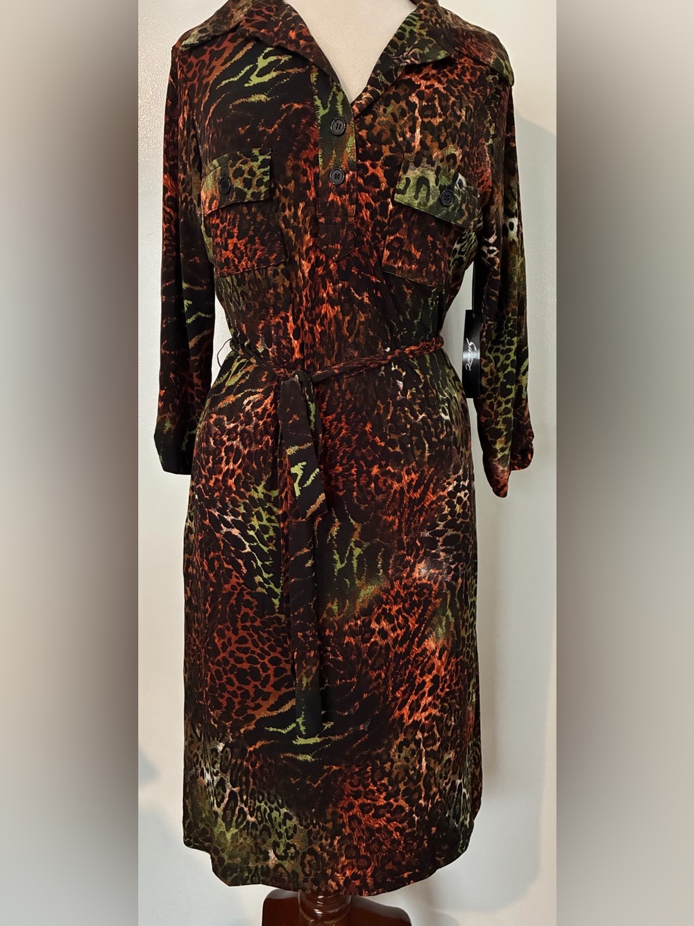 Women's Animal Print Dress in Black Rust